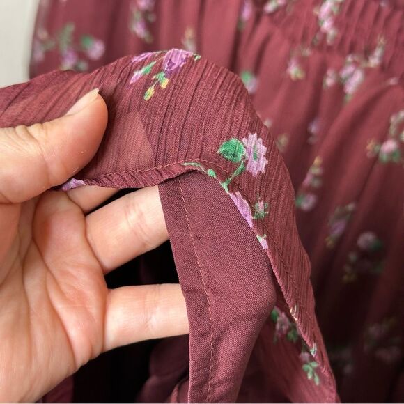 BNWT ASOS Maternity Burgundy Floral Print Milkmaid Long Sleeve Midi Dress Sz 12 - Picture 9 of 13